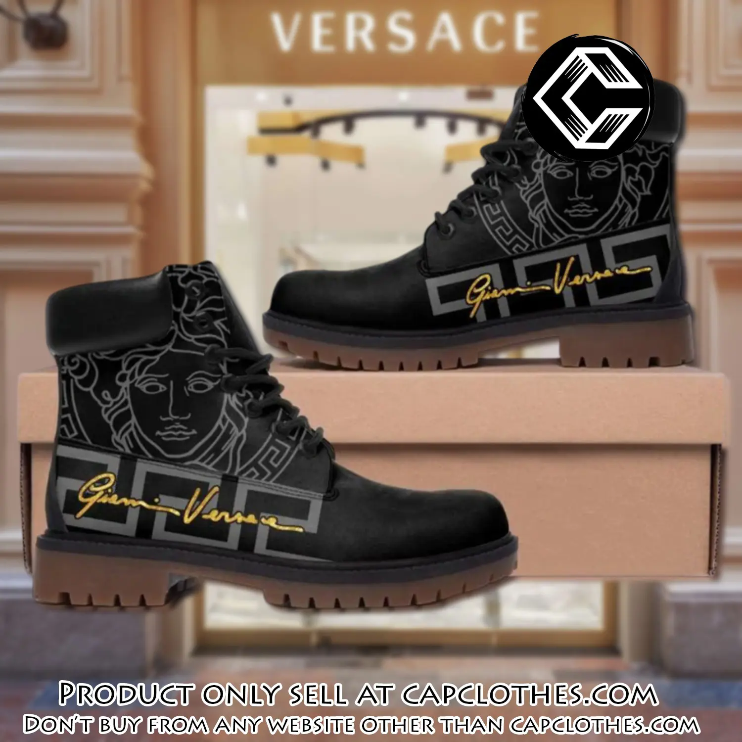Gianni versace medusa pattern black luxury brand boots premium gifts for men women cc4452828